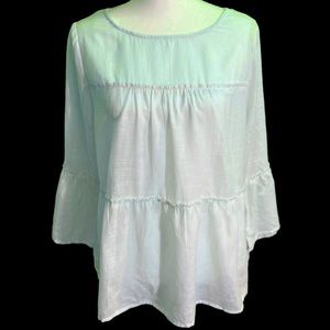Cupio Blush mint green and white stripe layered top. EC size medium